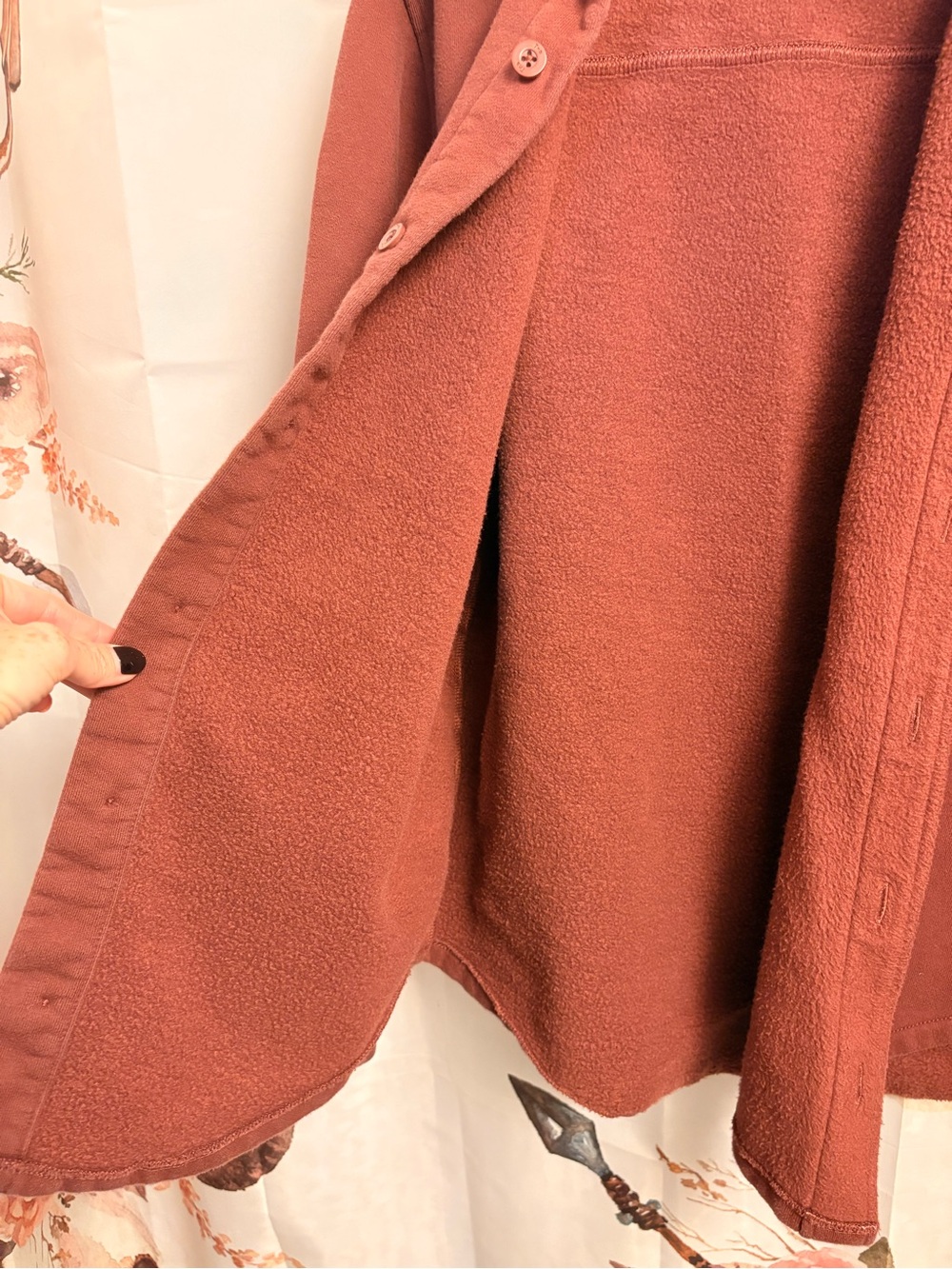 Small TNA Rust Button-Front Fleece Jacket - Picture 4 of 6